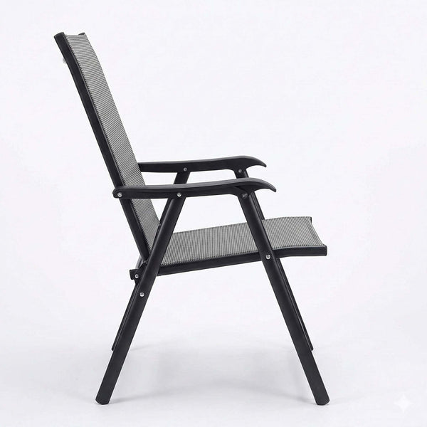 English Elm Outdoor Stackable Folding Chairs Set Ergonomic Mesh Back Steel Frame Patio Seating Gray W5159P445934