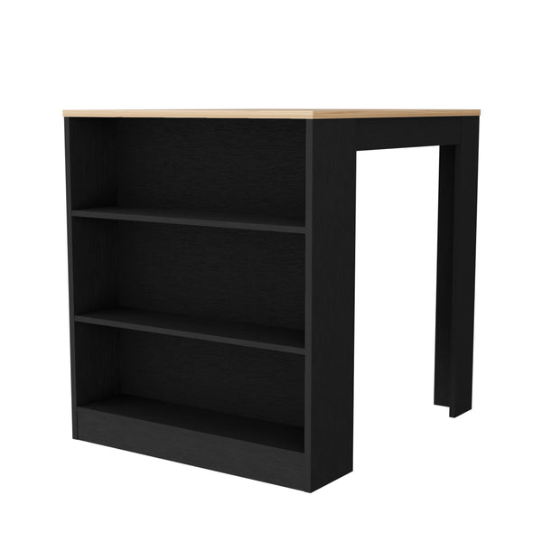 English Elm Alameda Multicolor Kitchen Island with Concealed Three Drawers, 3 Open Shelves & 36.2" Countertop B128S00129