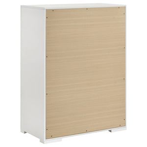 English Elm Pierce Five Drawer Chest with Diamond Emboss Texture and Sleek Contemporary Bedroom Storage Gloss White B062P447671