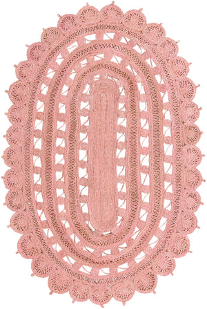 Unique Loom Braided Jute Punita Hand Braided Novelty Rug Pink,  5' 1" x 8' 0"