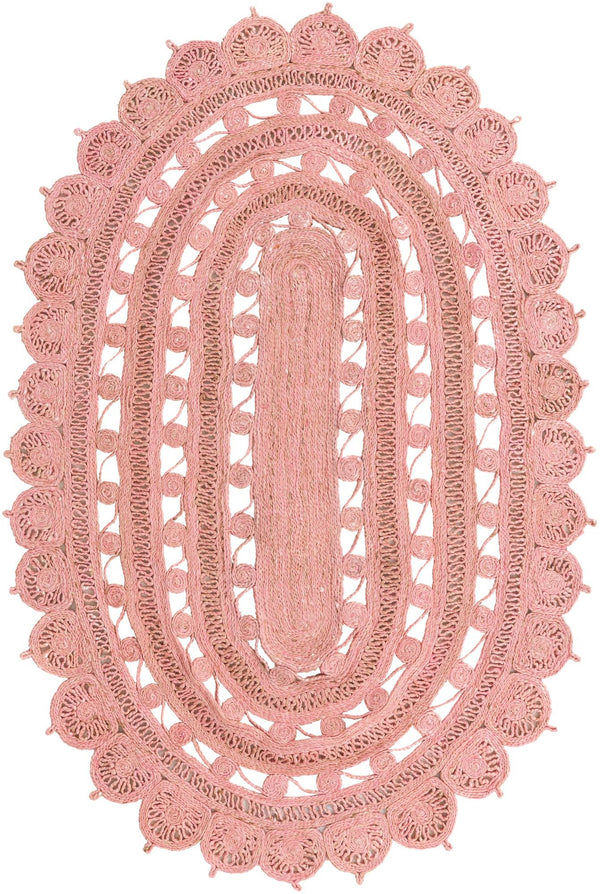 Unique Loom Braided Jute Punita Hand Braided Novelty Rug Pink,  5' 1" x 8' 0"