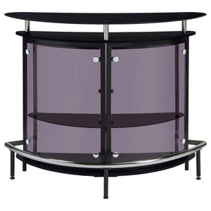 English Elm Strick & Bolton Matte Black Open Shelf Bar Cabinet with Glass Top for Modern Interiors B062P328665