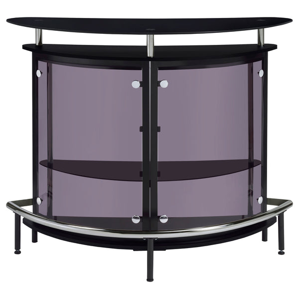 English Elm Strick & Bolton Matte Black Open Shelf Bar Cabinet with Glass Top for Modern Interiors B062P328665
