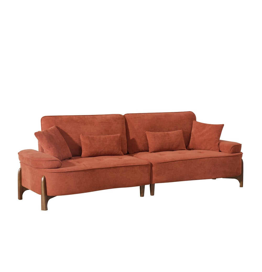English Elm 103 Luxurious Cloud Velvet Sofa with High-Elastic Sponge Cushion, Deep-Seated Comfort for Living Spaces Brick red W2290S00010