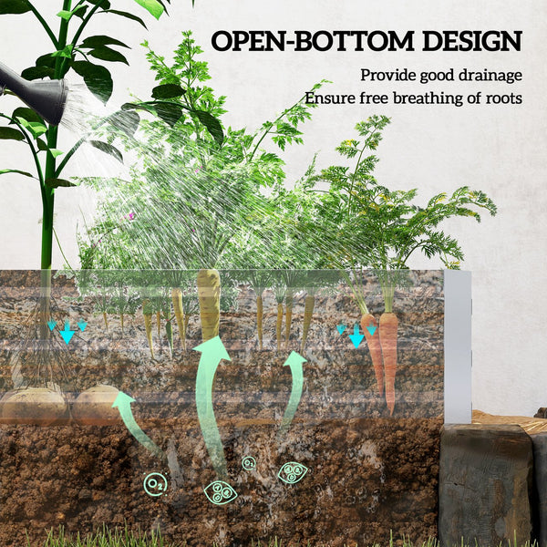 English Elm Outsunny Galvanized Steel Raised Garden Bed Rust Resistant Outdoor Planter Box W2225P485540