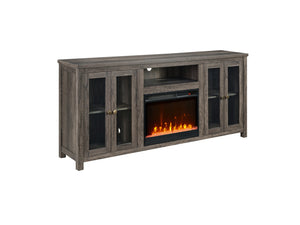 English Elm Ellington Walnut Entertainment Console with Electric Fireplace Led Lighting Open Shelving B061P352459