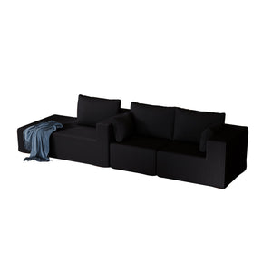 English Elm 108.3" Modular Cloud Sectional Corduroy Upholstered L Shape Sofa for Living Room Black W1097S00221