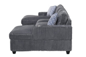 English Elm Multifunctional Corduroy Modular Sectional with Dual Chaise Cup Holders Living Room Dark Gray B2730S00072