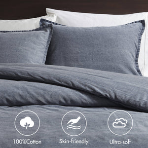 English Elm 3PCS King Comforter Set – Plush Washed Microfiber Comforter & Shams, Hypoallergenic 100% Poly Fill Luxury Blue 12 L x 10 W x 8.5 H B035P341125