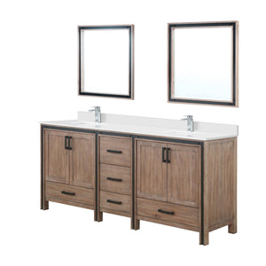 English Elm Rustic Barnwood Double Bath Vanity 80" W x 22" D with Cultured Marble Top, Chrome Faucet & Mirrors B2731S01146