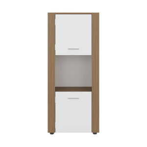 English Elm Natural Oak Two-tone Vertical Cabinet with Open Shelving for Modern Compact Spaces B062P476869