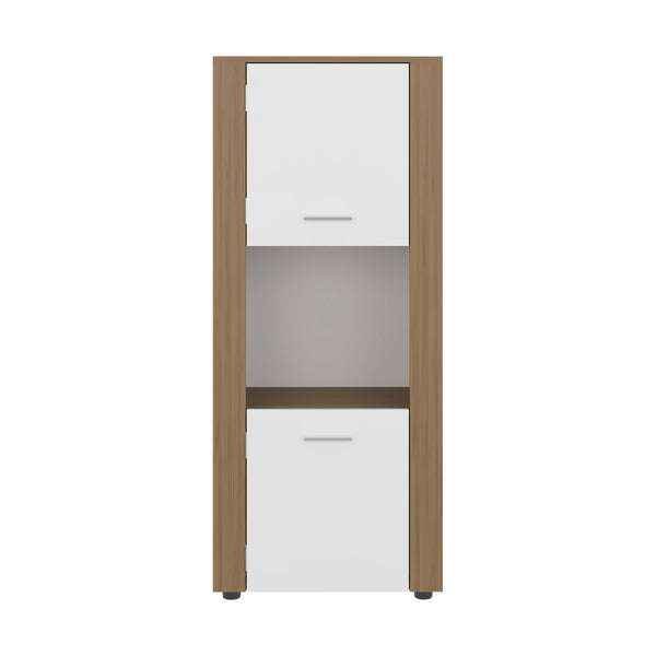 English Elm Natural Oak Two-tone Vertical Cabinet with Open Shelving for Modern Compact Spaces B062P476869