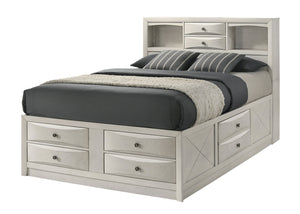 English Elm 1Pc King Bed With Built-In Shelving & Integrated Drawers - Stylish White Storage Solution For Small Spaces B2741S00150
