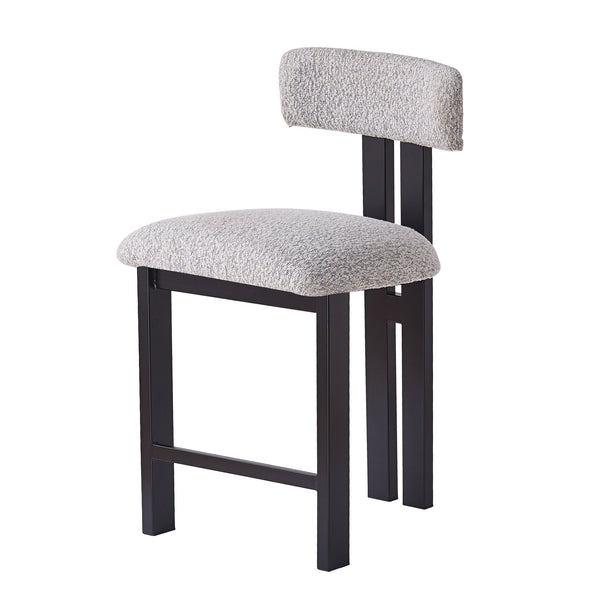 English Elm Christopher Knight Home® - 26.5'' Stylish Round Stools with Low Back - Comfortable Upholstered Seats, Walnut Base, Metal Frame Black+ Gray N780P236628G