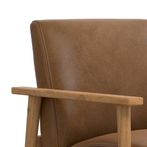 English Elm Paloma Genuine Leather Accent Chair in Caramel Brown with Solid Ash Frame, Mid-Century Modern Comfort and Durability B136P364314