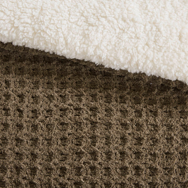 English Elm Waffle Soft Chenille Comforter Set Twin with Ivory Sherpa Reverse, Hypoallergenic Down-Alternative Fill Brown 21.26 L x 21.26 W x 15.35 H B035P294136