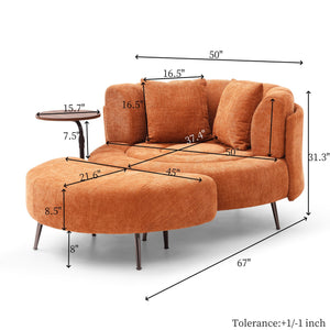 English Elm Oversize Extra Large Barrel Chair with Ottoman — Spacious Chenille Round Living Room Seat, 53.5" Orange W1117P257251