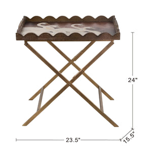 English Elm 23.5x15.5x24" Brown Mdf Accent Table Swan Motif Iron Legs Vintage Boho Side W2078P461560