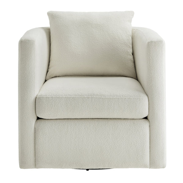 English Elm Sutton Ivory Performance Fabric Swivel Barrel Chair — Ultra-Soft, Stain-Resistant, Pocket Coil Comfort, Reversible Cushion, 360° Swivel B050P322582