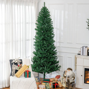 English Elm Homcom 8' Slim Fir Artificial Christmas Tree - Realistic Green Decor For Small Spaces, Easy Assembly W2225P249662