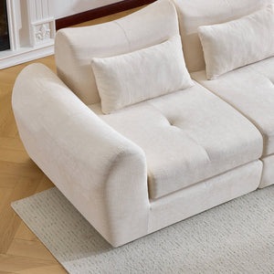 English Elm Modular Cloud Sectional Sofa Bed with Flannelette Upholstery for Flexible Living White W1829S00073