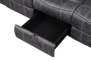 English Elm Zubaida Dark Gray Microfiber Power Motion Sofa w/USB Cup Holders & Drop-Down Table, Pocket Coil Recliner B2726P283311