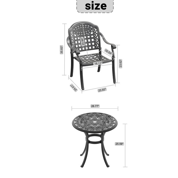 English Elm 5-piece Cast Aluminum Outdoor Dining Set Ornate Carved Frame Weatherproof Patio W1710S00677