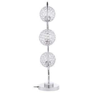 English Elm Vandy Chrome Sculptural Three Light Table Lamp with Crystal Orb Shades for Glam Interiors B062P440080