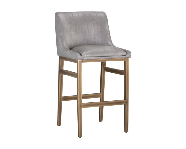 Sunpan Halden Urban Bar Stool with Bold Channel Tufting and Rustic Bronze Steel Frame for Stylish Spaces Bravo Metal