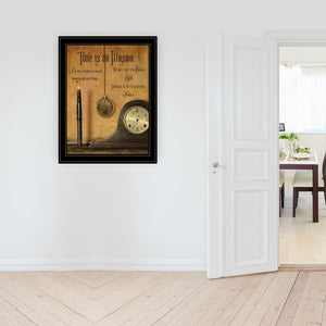 English Elm "time is an Illusion" Billy Jacobs Framed Canvas Art Matte Black Wood Ready Hang B06785170