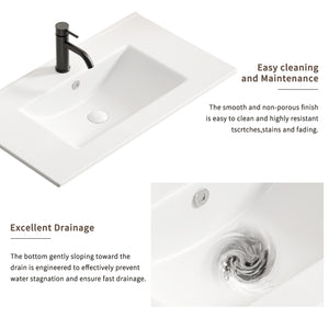 English Elm 30 Inch Ceramic Integrated Vanity Sink Top Glossy White Oval Basin with Overflow W3402P324603