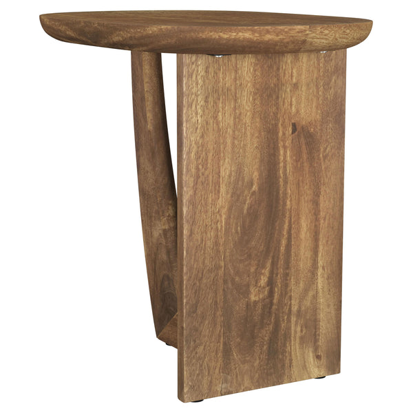English Elm Alamitos Sculptural Mango Wood Side Table in Rich Brown with L-Shaped Legs, Artistic Rounded Rectangle Design B062P299785