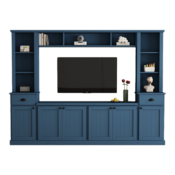 English Elm Minimalist Modular Wall Unit Four Piece Entertainment System Fits Tvs up to 75 Inches SD000031AAC