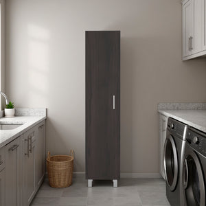 English Elm Vintro Tall Single Door Storage Cabinet with Metal Legs and Four Interior Shelves Dark Oak B070P487579