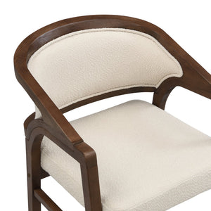 English Elm Christopher Knight Home® - Wooden Modern Dining Chair with Ergonomic Curved Back and Bouclé Upholstery, Solid Rubberwood Craftsmanship Beige,Walnut N771P346814T