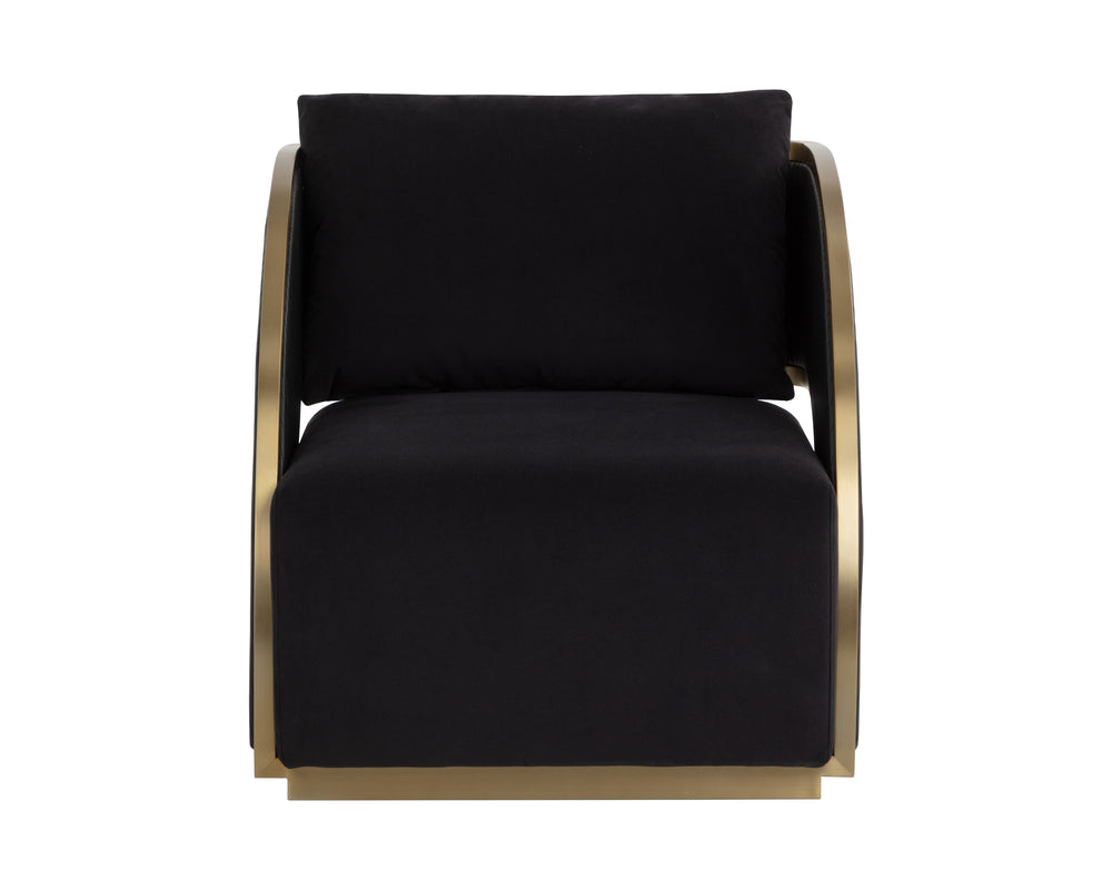 Sunpan Baz Swivel Lounge Chair - Bold Napa Black & Abbington Fabric With Gold Stainless Steel Accents Black Fabric ,Faux Leather 111242