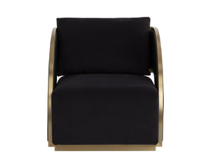 Sunpan Baz Swivel Lounge Chair - Bold Napa Black & Abbington Fabric With Gold Stainless Steel Accents Black Fabric ,Faux Leather 111242