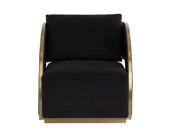 Sunpan Baz Swivel Lounge Chair - Bold Napa Black & Abbington Fabric With Gold Stainless Steel Accents Black Fabric ,Faux Leather 111242