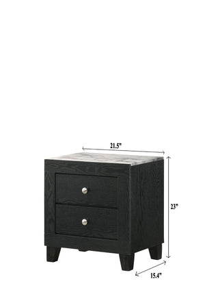 English Elm 1pc Modern Faux Marble Top Nightstand with Two Drawers, Sleek Contrast Finish, Compact Bedroom Storage Black,White 24.06 L x 17.95 W x 22.32 H B2741P330120