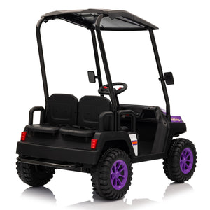 English Elm 24v Kids Electric Ride on Truck Four Seat All Wheel Drive Spring Suspension Sunshade Purple W1578P381255