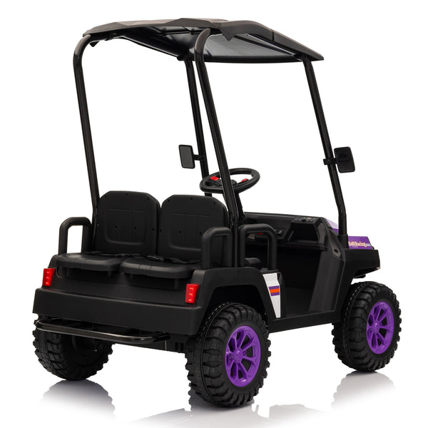 English Elm 24v Kids Electric Ride on Truck Four Seat All Wheel Drive Spring Suspension Sunshade Purple W1578P381255