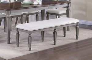 English Elm Light Grey Upholstered Dining Bench with Foam Cushion Rubberwood Frame Seats Two B011P287309