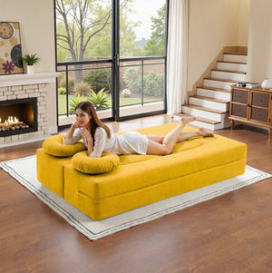 English Elm 2-In-1 Convertible Modular Sofa Bed With Memory Foam - No Assembly, Space-Saving Comfort For Any Room P1 W3653P355635-GIGA