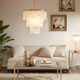 INK+IVY Isla Transitional Layered Capiz Chandelier MPS150-0093 White