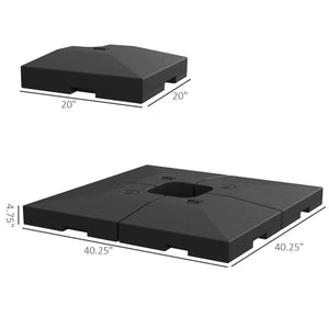 English Elm Outsunny 4-Piece Heavy-Duty Patio Umbrella Base Set, 176 Lbs Water Or 264 Lbs Sand Capacity, Black W2225P174178-GIGA