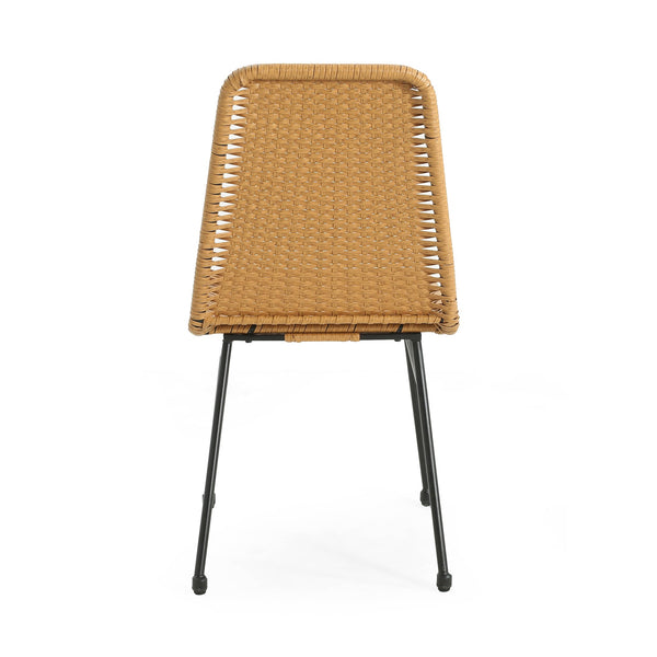 English Elm Christopher Knight Home® - Dining chair rattan set of 2 with iron legs, woven PE rattan cushions, sturdy assembly included, compact dining seating Light Brown N779P201261L