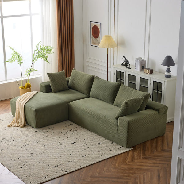 English Elm 108*68 Inch Extra Large Modular Sofa - Cloud-Like Comfort For 4, Corduroy, No Assembly, Green W1829S00059