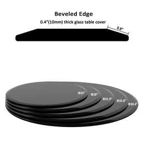 English Elm 32" Round Tempered Glass Table Top - Sleek Black Surface With Beveled Edge For Modern Style & Durability W241P248371