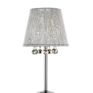 English Elm 27.5" Dreamer Table Lamp with Crystal Beading & Chrome Empire Shade, 27.5" Tall Elegant Accent Lamp B072116225