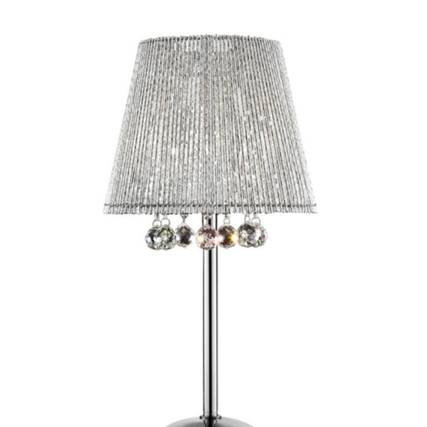 English Elm 27.5" Dreamer Table Lamp with Crystal Beading & Chrome Empire Shade, 27.5" Tall Elegant Accent Lamp B072116225